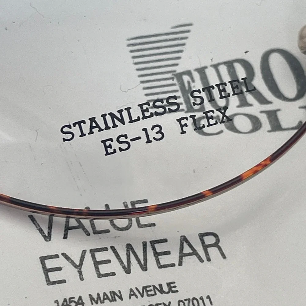 Euro Steel Collection ES-13 Flex Eyeglasses Demi Amber Stainless Frames 48-19